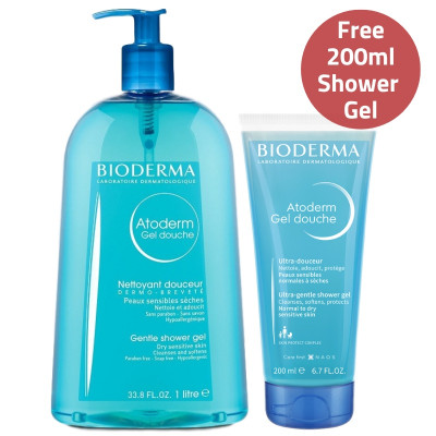 Bioderma Atoderm Shower Gel 1 Litre + 200ml Free Offer
